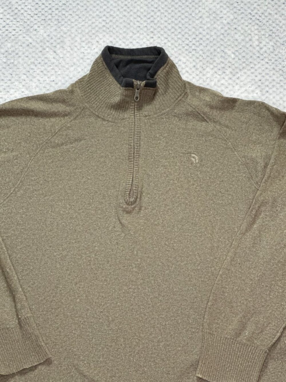 The North Face Mens M Wool Blend Pullover Sweater Quarter Snap Gray Outdoor - Picture 2 of 9